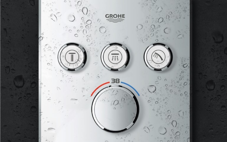 Grohe termostat - pametno upravljanje temperaturom vode s tipkalom za uzak prostor