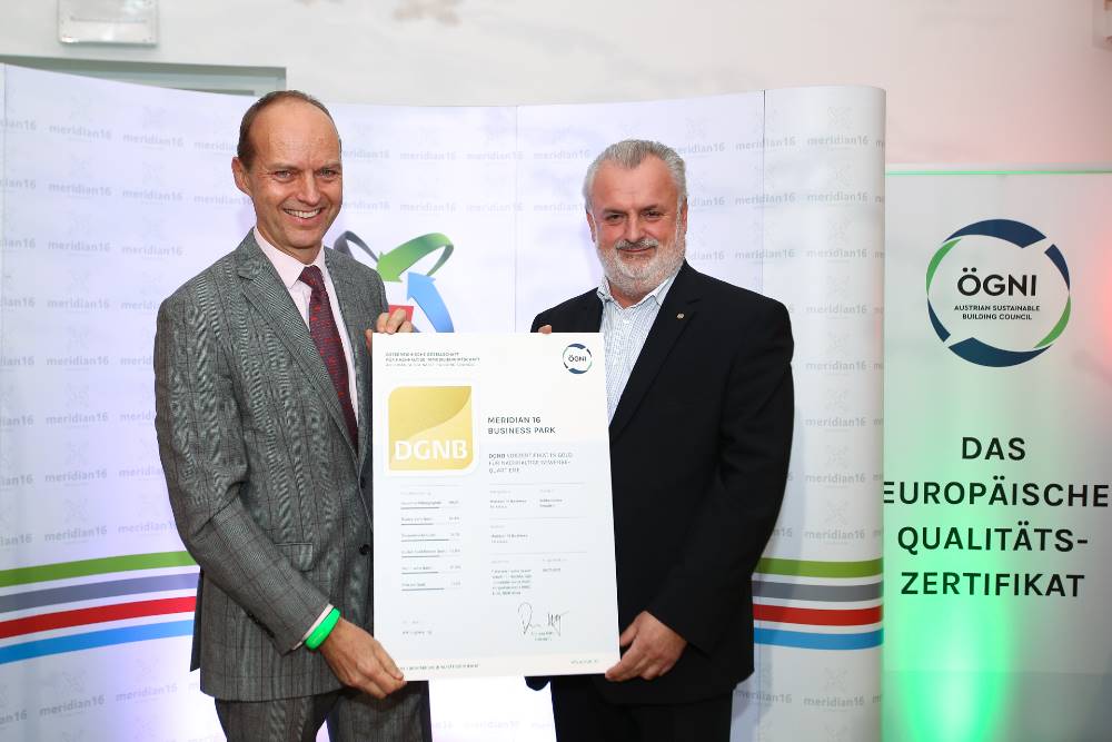 Dr._R._Teichmann_suvlasnik_projekta_Meriodian_16_i_P._Engert_predsjednik_Austijskog_savjeta_za_zelenu_gradnju Dodijeljen prvi DGNB certifikat zelene gradnje u Hrvatskoj