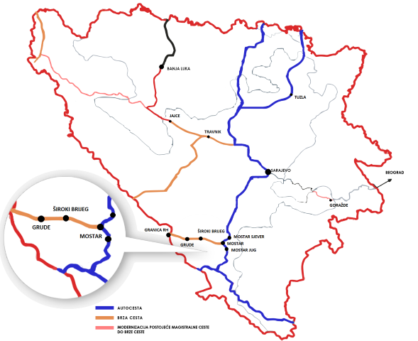 BIH_Small Nova brza cesta Grude - Široki - Mostar u fazi projektiranja