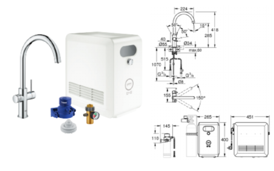 GROHE_Blue_Professional_C Rapid SL Element za umivaonik s ugradbenim setom za infracrvenu elektroniku GROHE