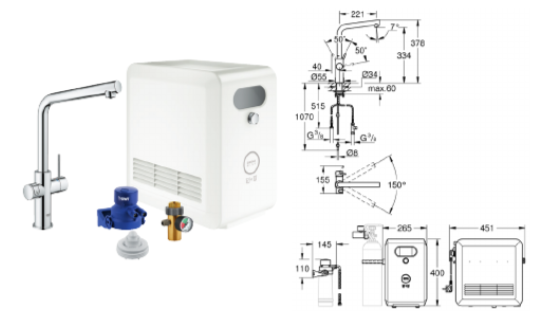 GROHE_Blue_Professional_L Grohe termostat - pametno upravljanje temperaturom vode s tipkalom za uzak prostor