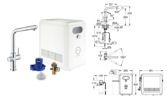 GROHE_Blue_Professional_L GROHTHERM KOCKA kubistički termostat s pametnom posudom za sapun